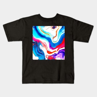 Rainbow colored marbled flow Kids T-Shirt